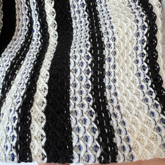 St. John Knit Black and White Sweater Jacket Cropped Striped Wool Blend Blazer - Picture 6 of 6